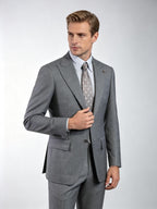 Medium Grey Plain Weave 100% Pure Wool Two-Piece Suit Jacket, Peak Lapel Formal Blazer for Asian Gentlemen