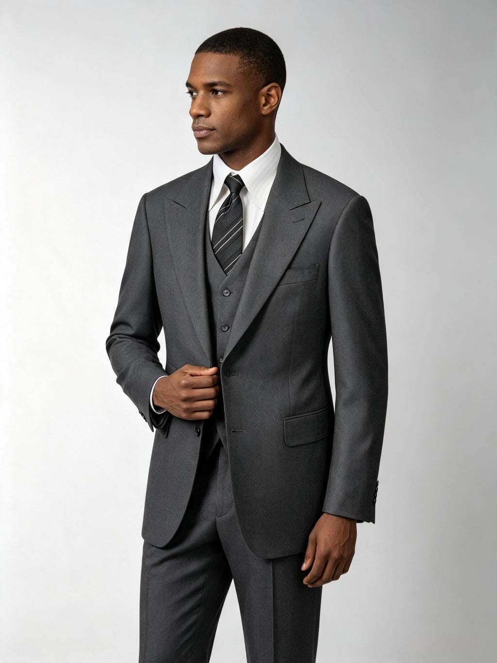 Grey textured wool blazer