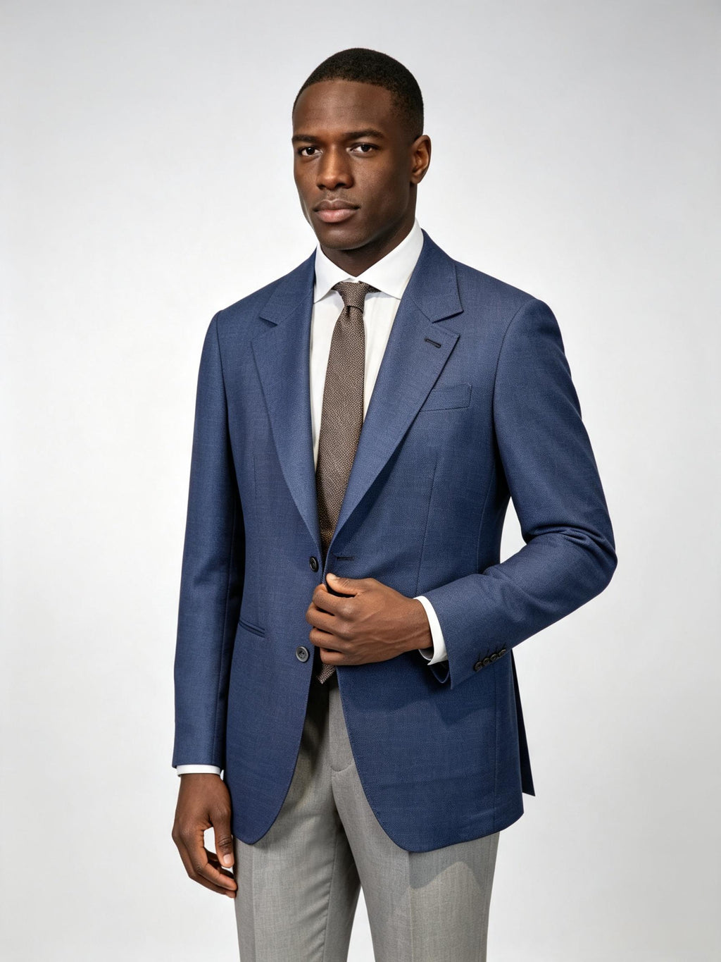 Men’s Solid Fine Worsted Wool Blazer, 100% Pure Italian Fine Wool Two-Button Business Sport Coat