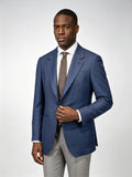 Men’s Solid Fine Worsted Wool Blazer, 100% Pure Italian Fine Wool Two-Button Business Sport Coat