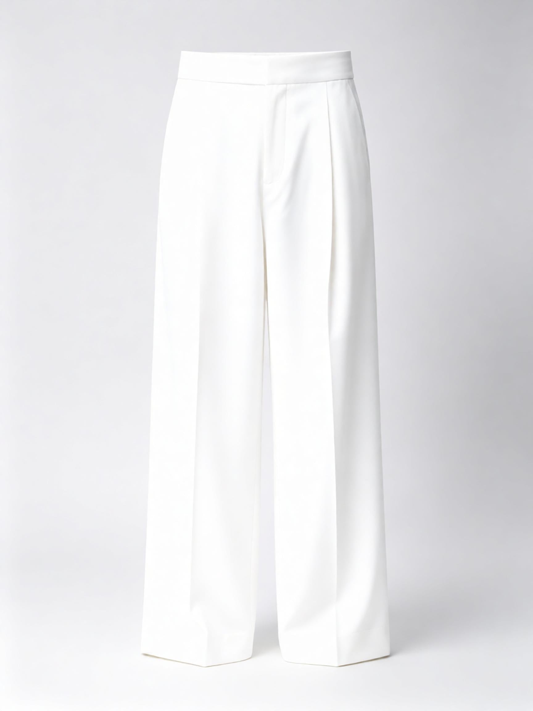 Luxury Single Pleat Hollywood Waist Wide Leg Dress Pants for Men Soft 26 Acetate 74 Polyester Fabric