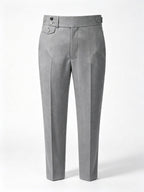 Men’s Grey 100% Wool Flannel High‑Waisted Tapered Trousers
