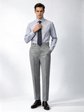Men’s Grey 100% Wool Flannel High‑Waisted Tapered Trousers
