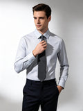 Men’s Fine‑Woven Grey Mini‑Check 100% Cotton Long‑Sleeve Dress Shirt
