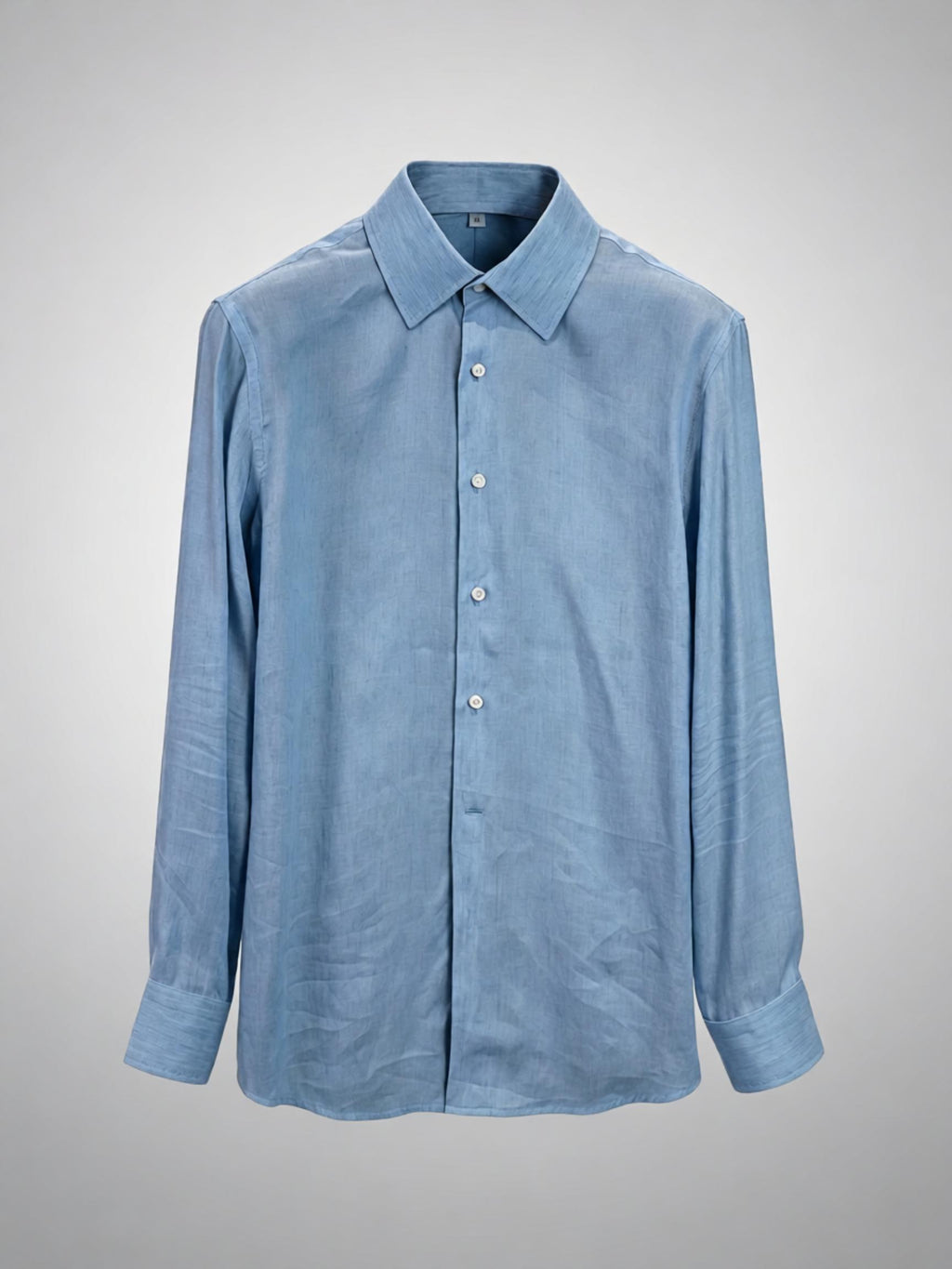 Men’s Blue AB‑Yarn Space‑Dyed 100% Cotton Long‑Sleeve Dress Shirt
