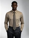 Men’s Business‑Casual Khaki 100% Cotton Long‑Sleeve Dress Shirt