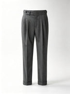 Men’s Dark Grey 100% Wool Double‑Pleat Tapered Trousers
