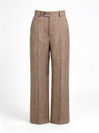 Men’s Coffee Brown 100% Linen Relaxed Straight‑Leg Trousers