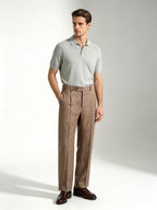 Men’s Coffee Brown 100% Linen Relaxed Straight‑Leg Trousers