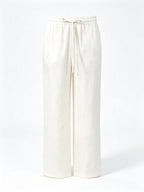 Men’s Off‑White Slub Linen‑Lyocell Drawstring Waist Casual Trousers