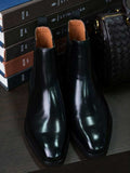 Men's Polished Black Full Grain Cow Leather Chelsea Boots