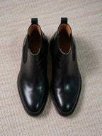 Men's Polished Black Full Grain Cow Leather Chelsea Boots