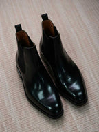 Men's Polished Black Full Grain Cow Leather Chelsea Boots