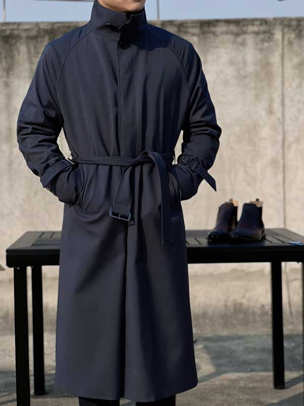 Cotton Tencel Polyester Blend Busines Long Trench Coat